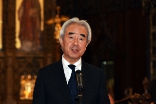 Japan Consul General in Edinburgh Nozomu Takaoka at Peace Cranes exhiition